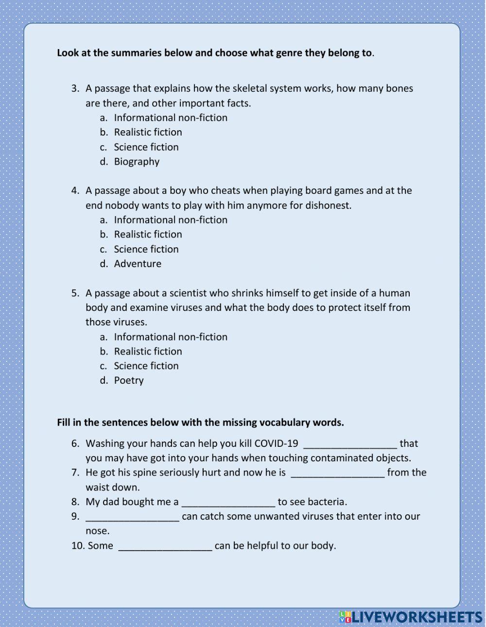 Language Arts Test - Week 5 - Who we are