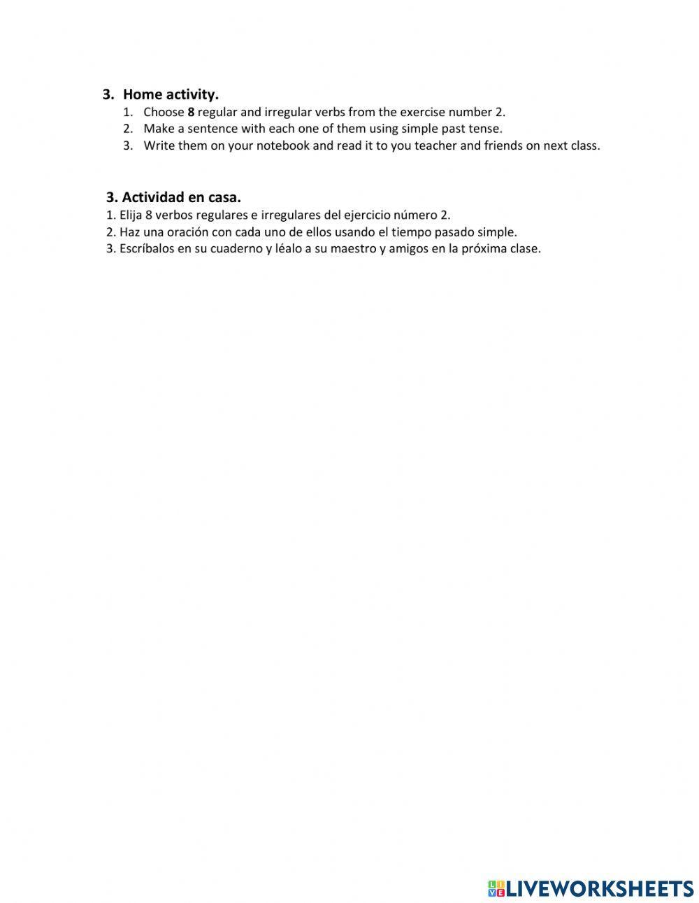 A trip to a national park. Simple past tense