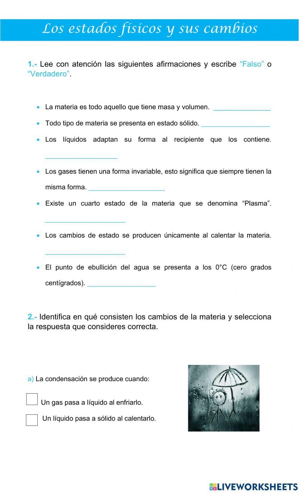 Los estados físicos y sus cambios