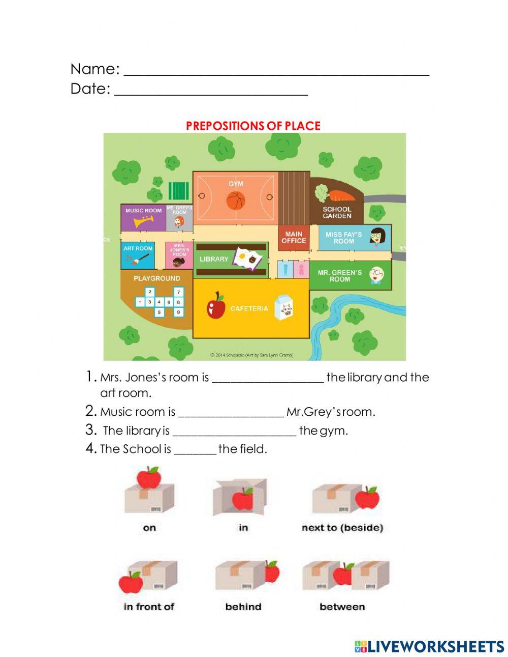 Prepositions of place worksheet