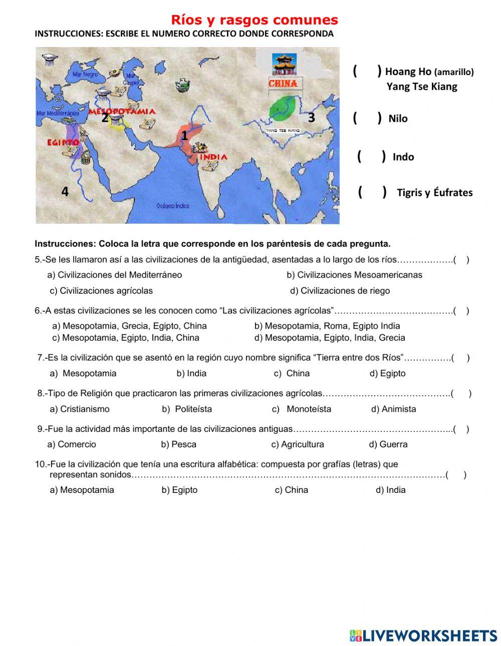 Ríos y rasgos comunes