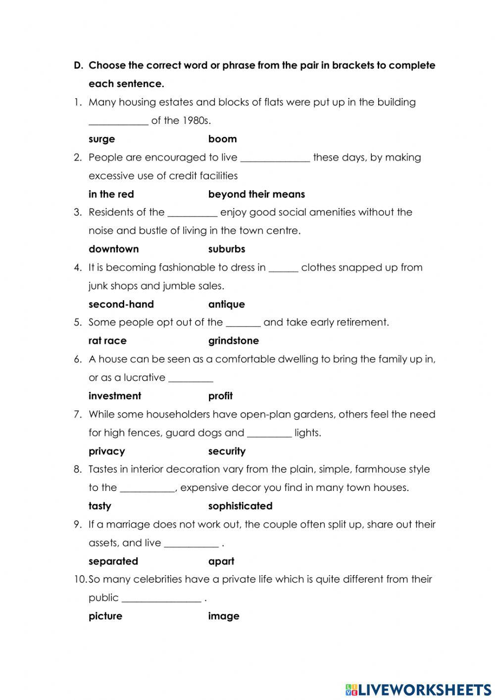 Different lifestyles