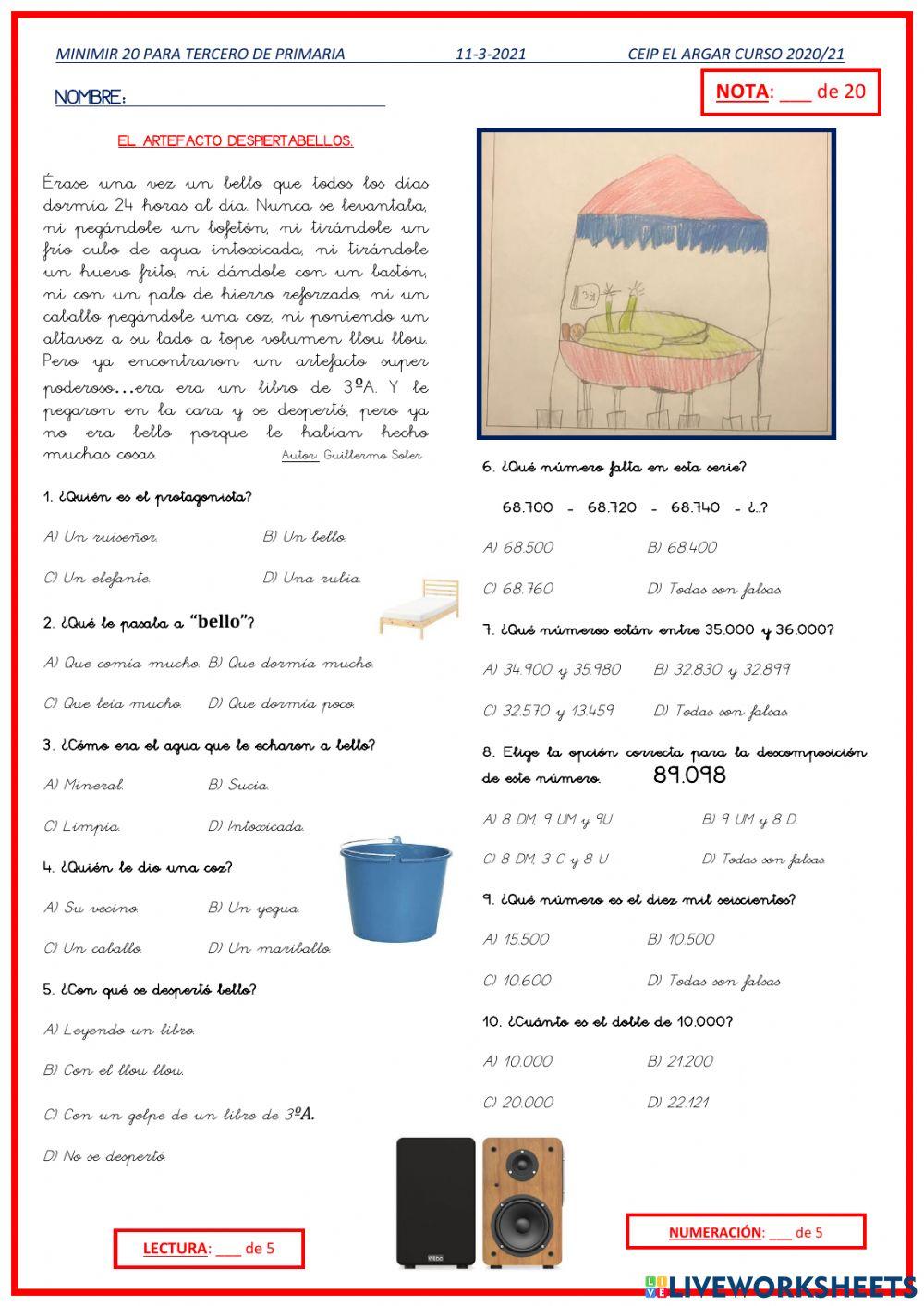 Minimir 20 worksheet | Live Worksheets