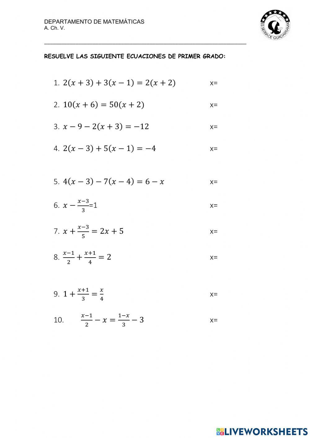 Ecuaciones de primer grado