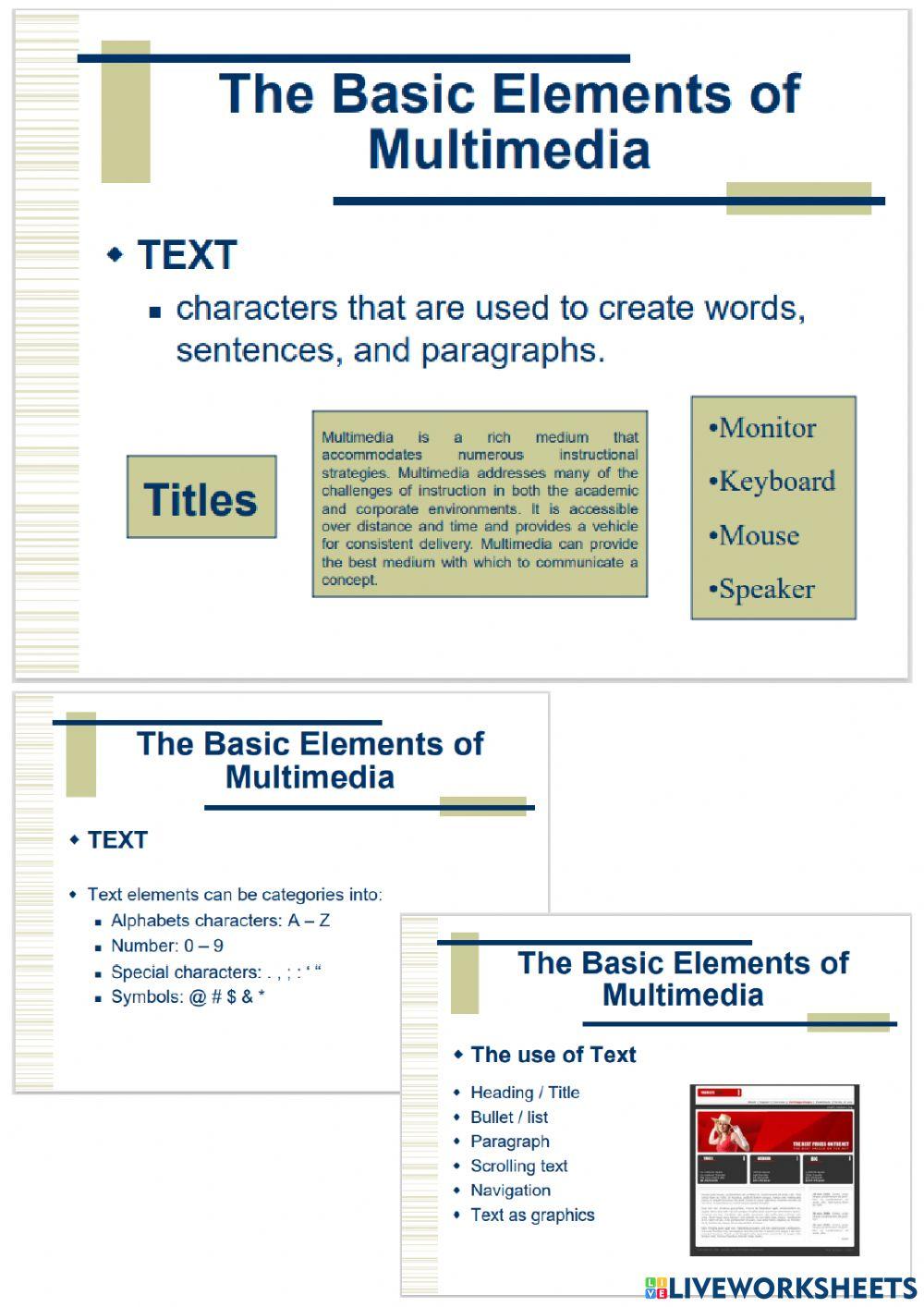 Multimedia Elements: Text | Teacher Amefil | Live