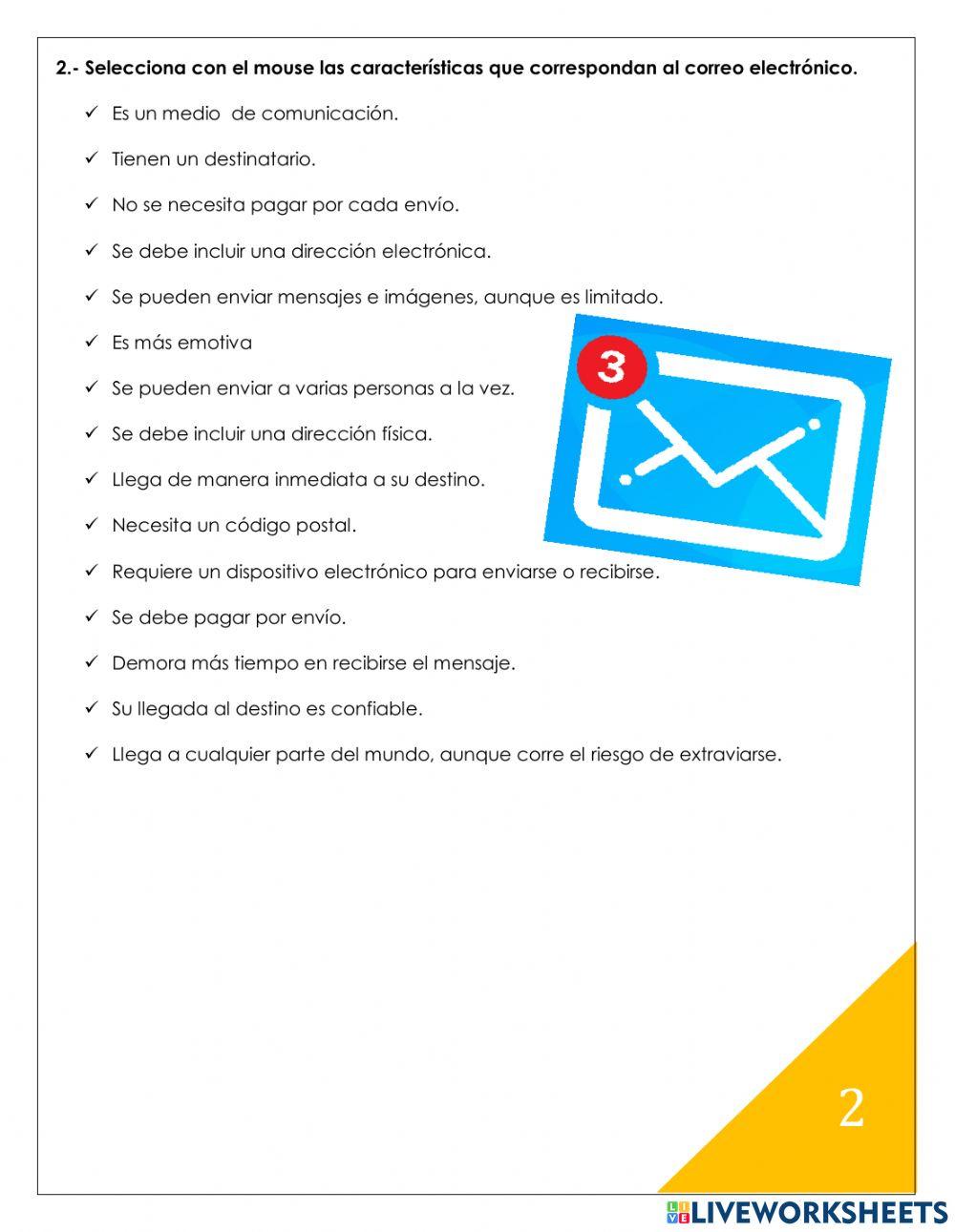 Caracteristicas de la carta y el email
