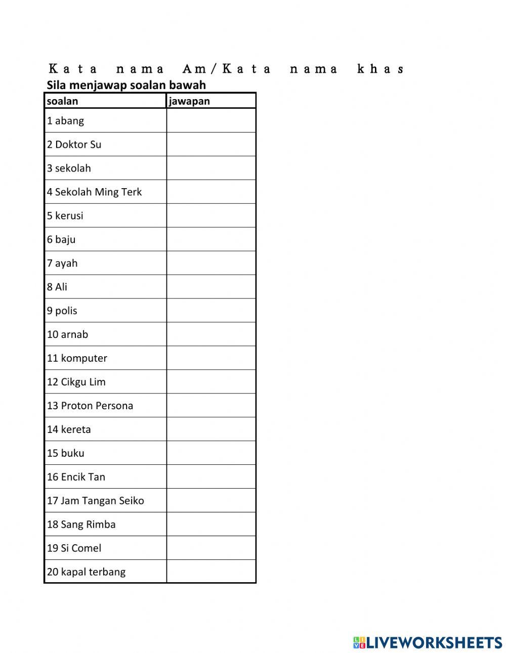 Std 1 Bm worksheet | Live Worksheets