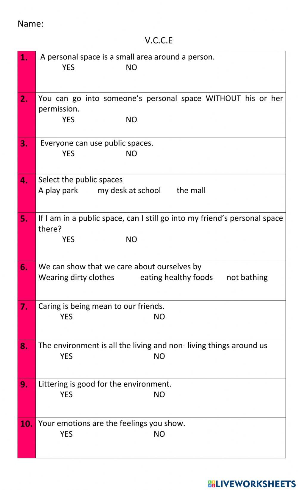 Public and Personal spaces