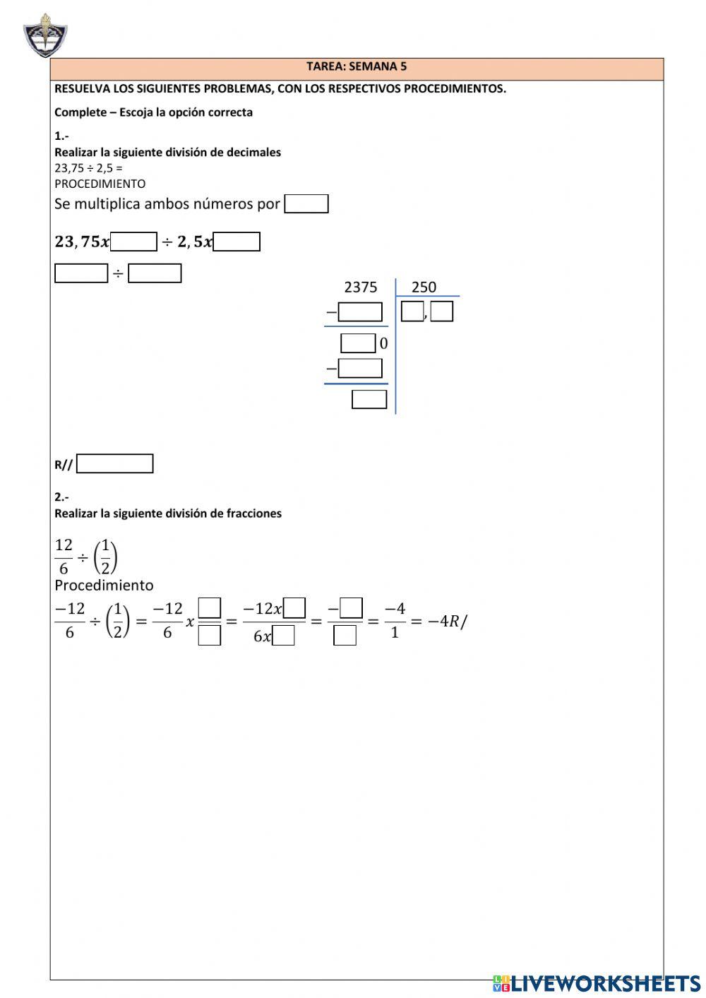 División de racionales