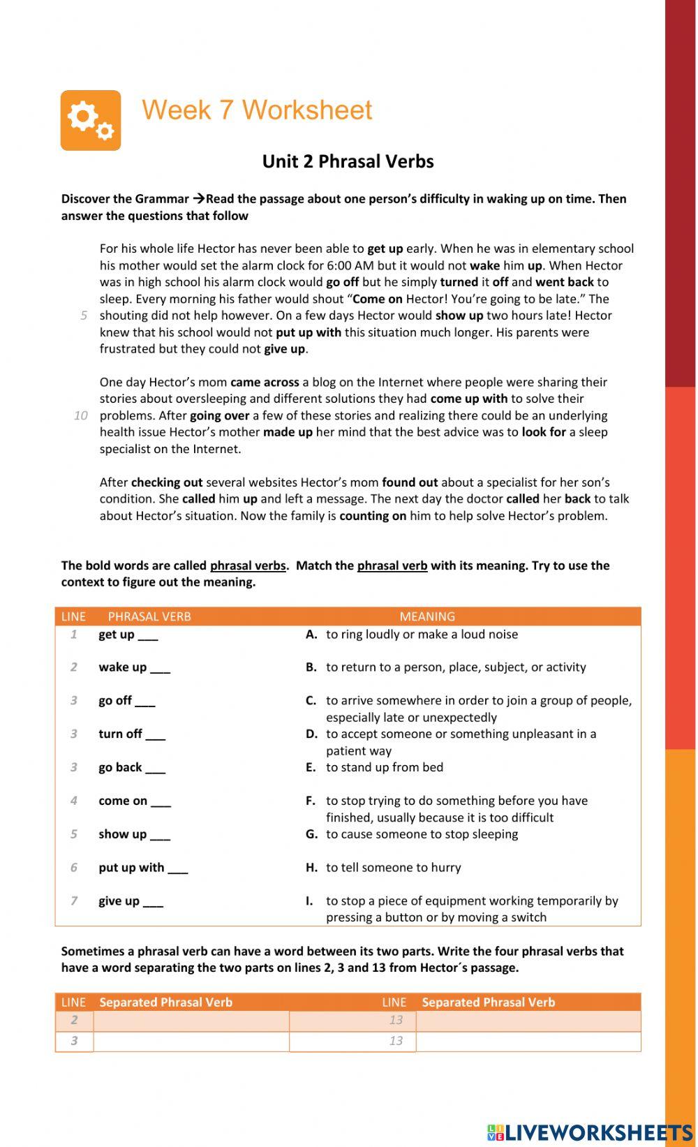 Phrasal verbs Discovery Activity