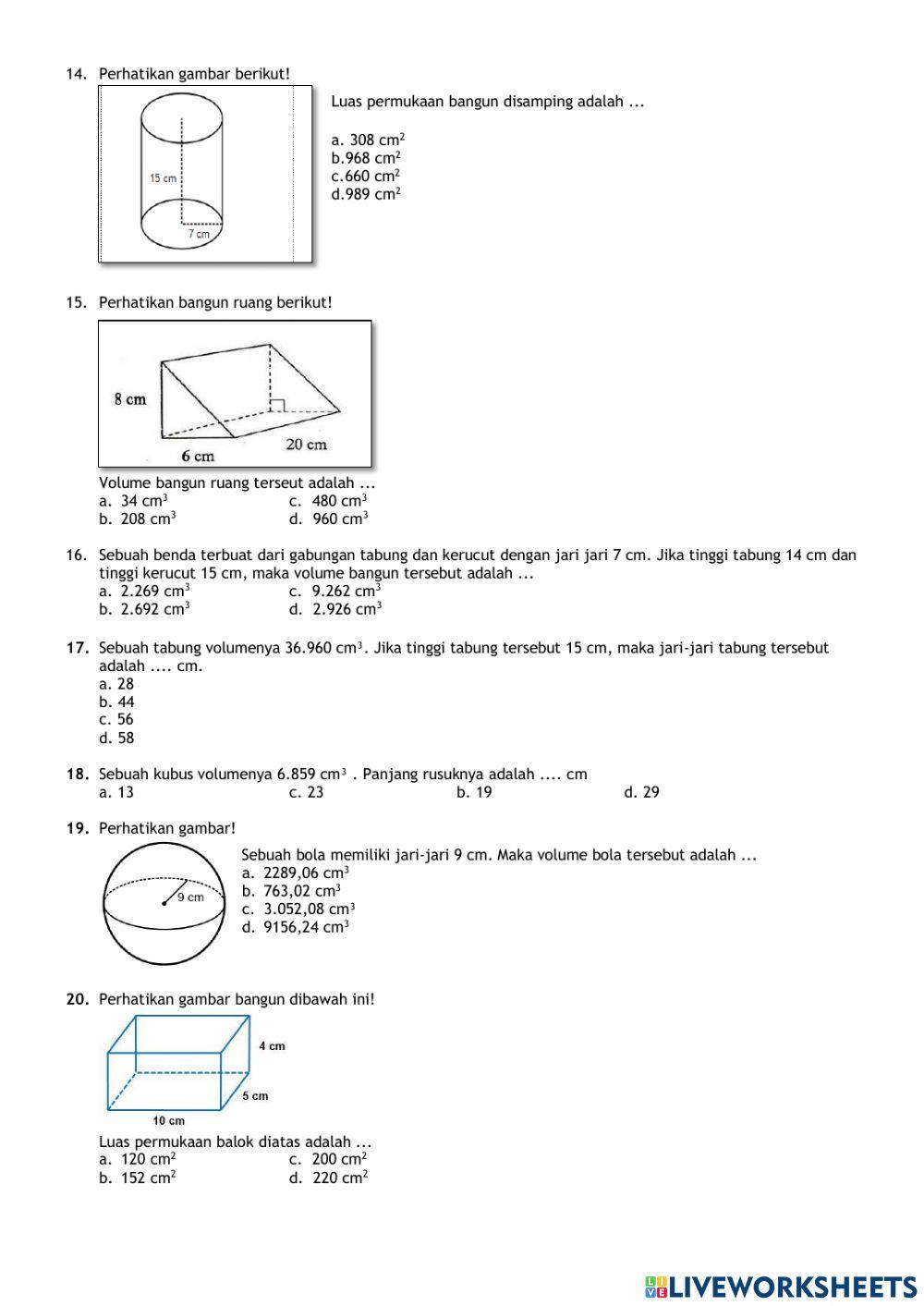Latihan Soal PTS Genap Matematika