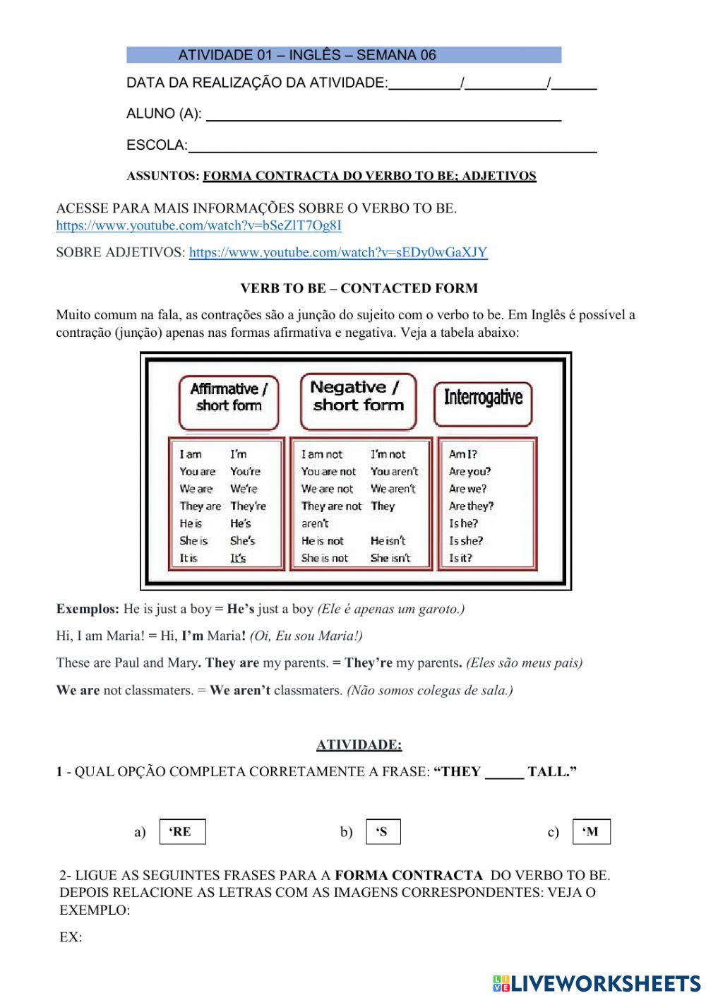 6° ano - INGLÊS - SEMANA 6