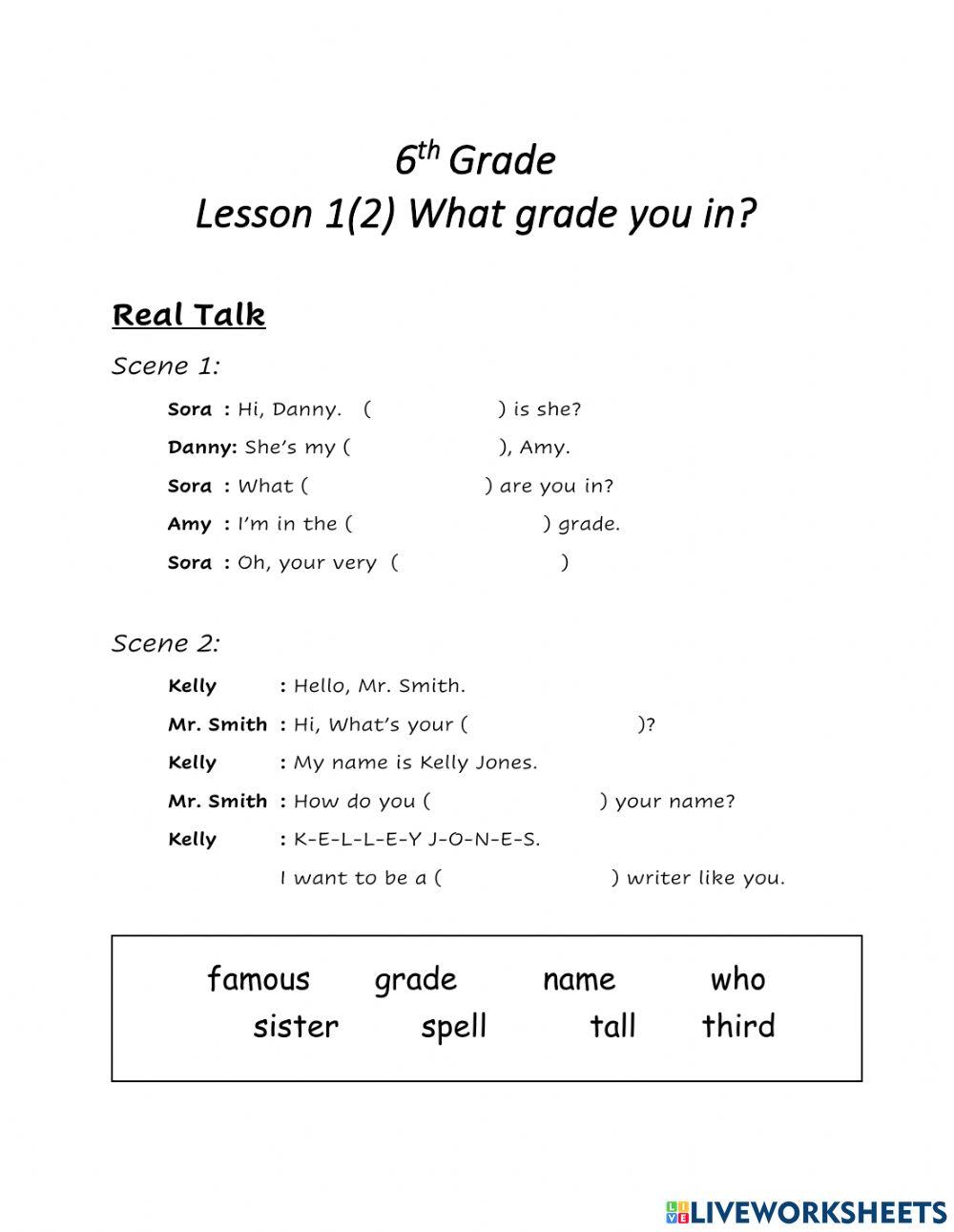 6학년 1과 What grade are you in-Real Talk