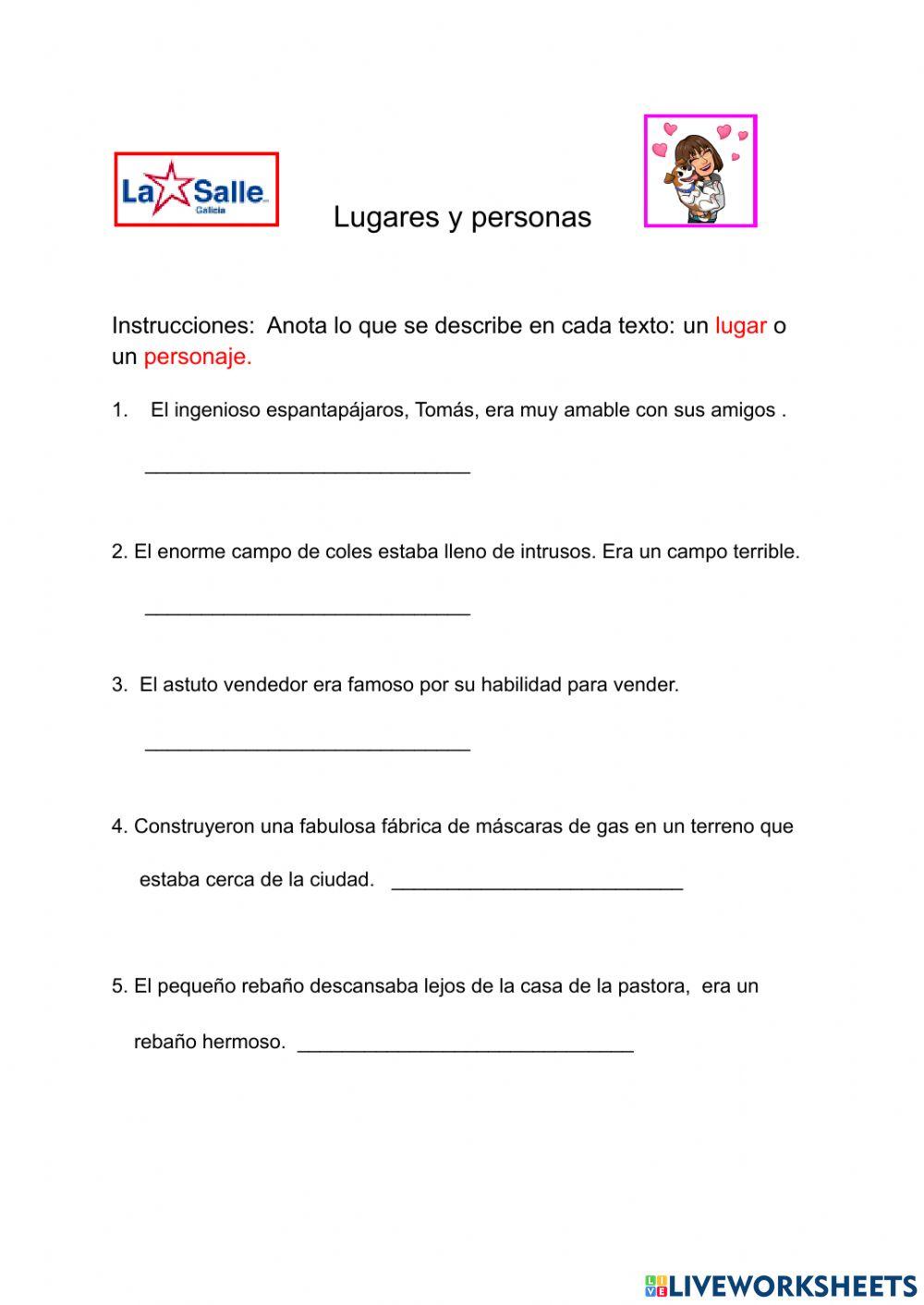 Descripción de personajes y lugares