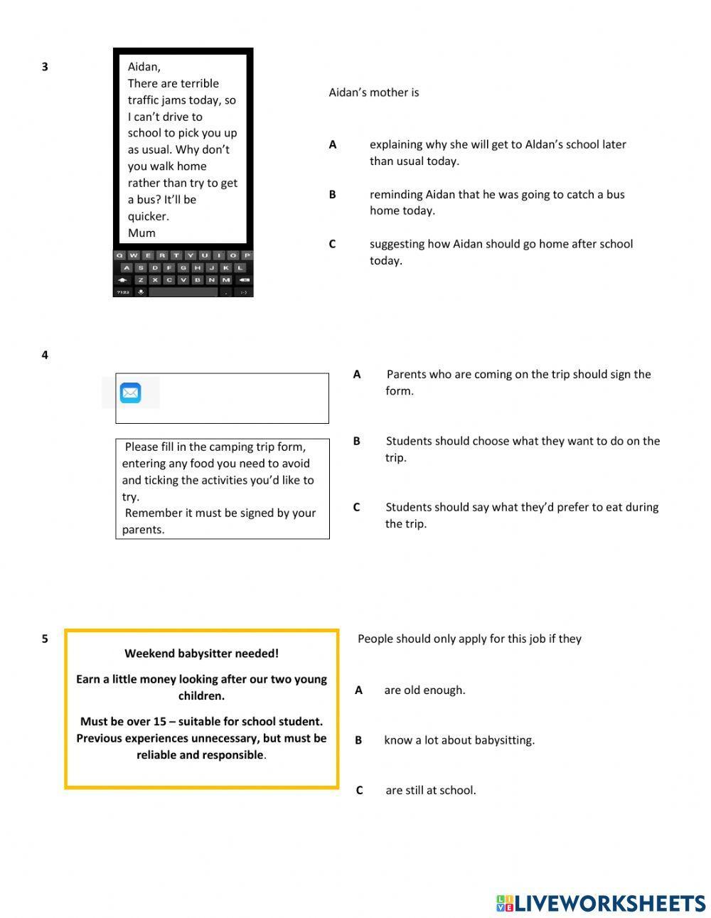 2nd PET Reading Mock