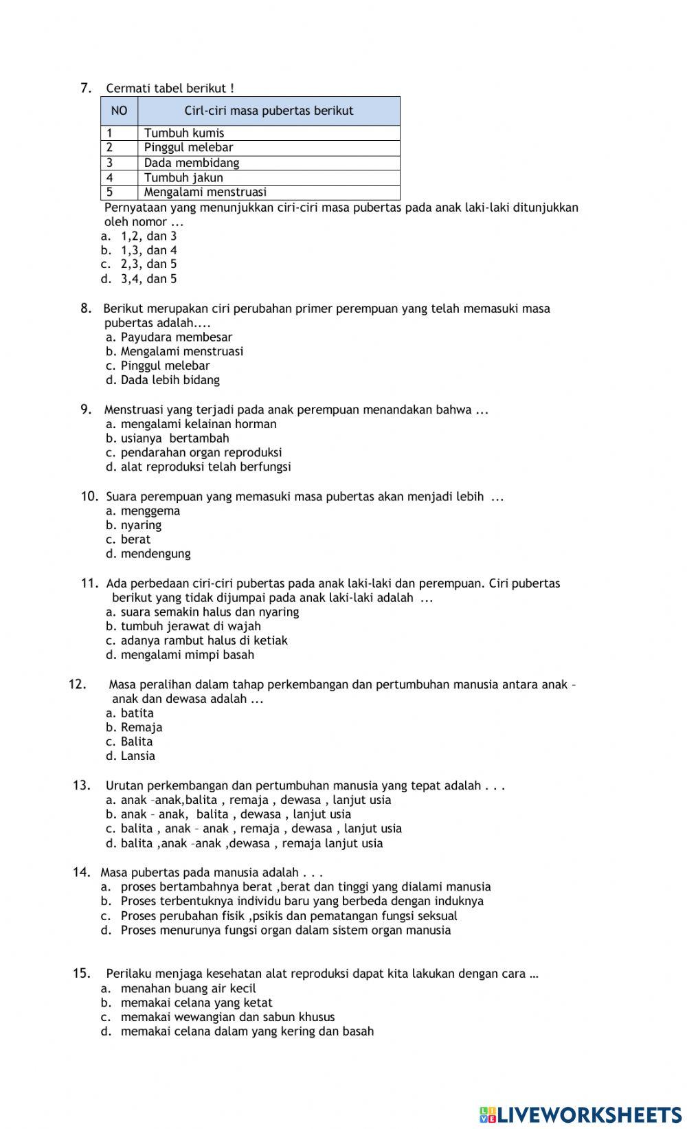 Latihan Soal PTS Genap IPA