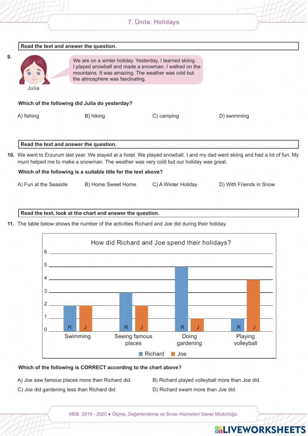 Holidays Beceri Temelli Sorular