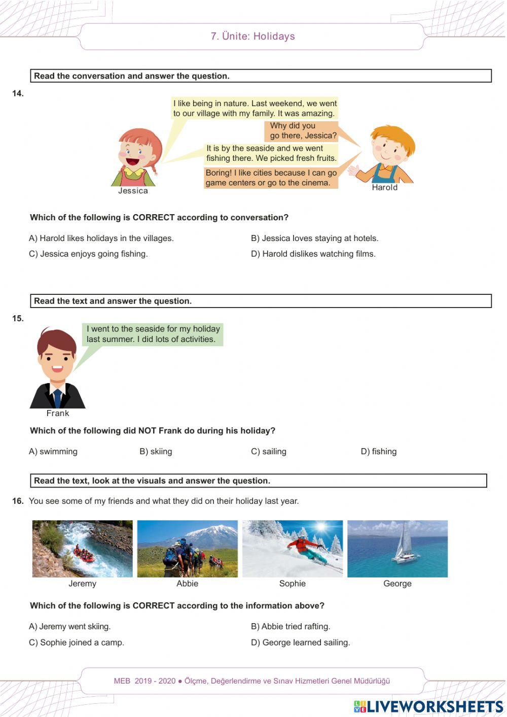 Holidays Beceri Temelli Sorular