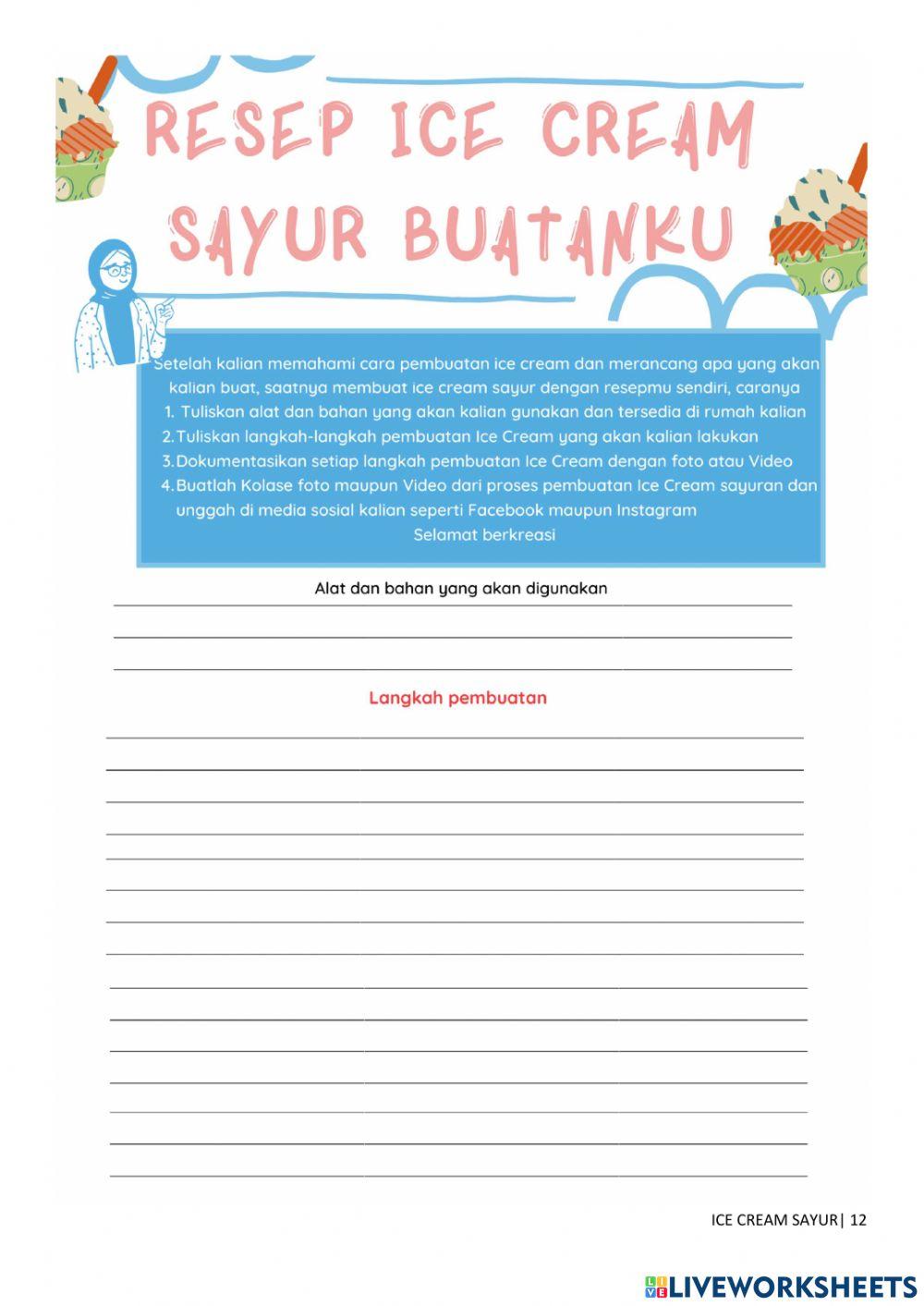 Membuat Ice Cream Sayur