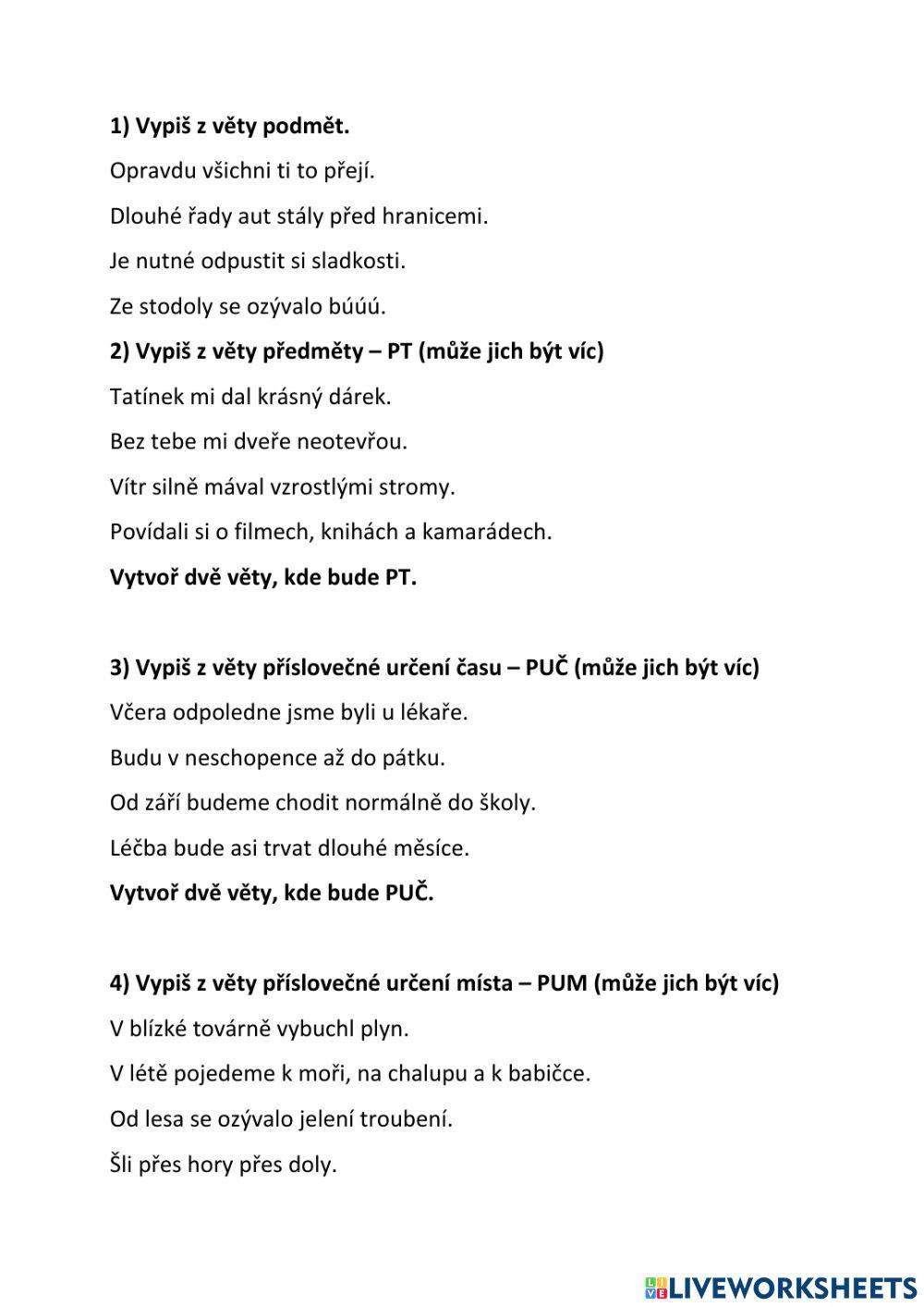 Větné členy a vedlejší věty 2