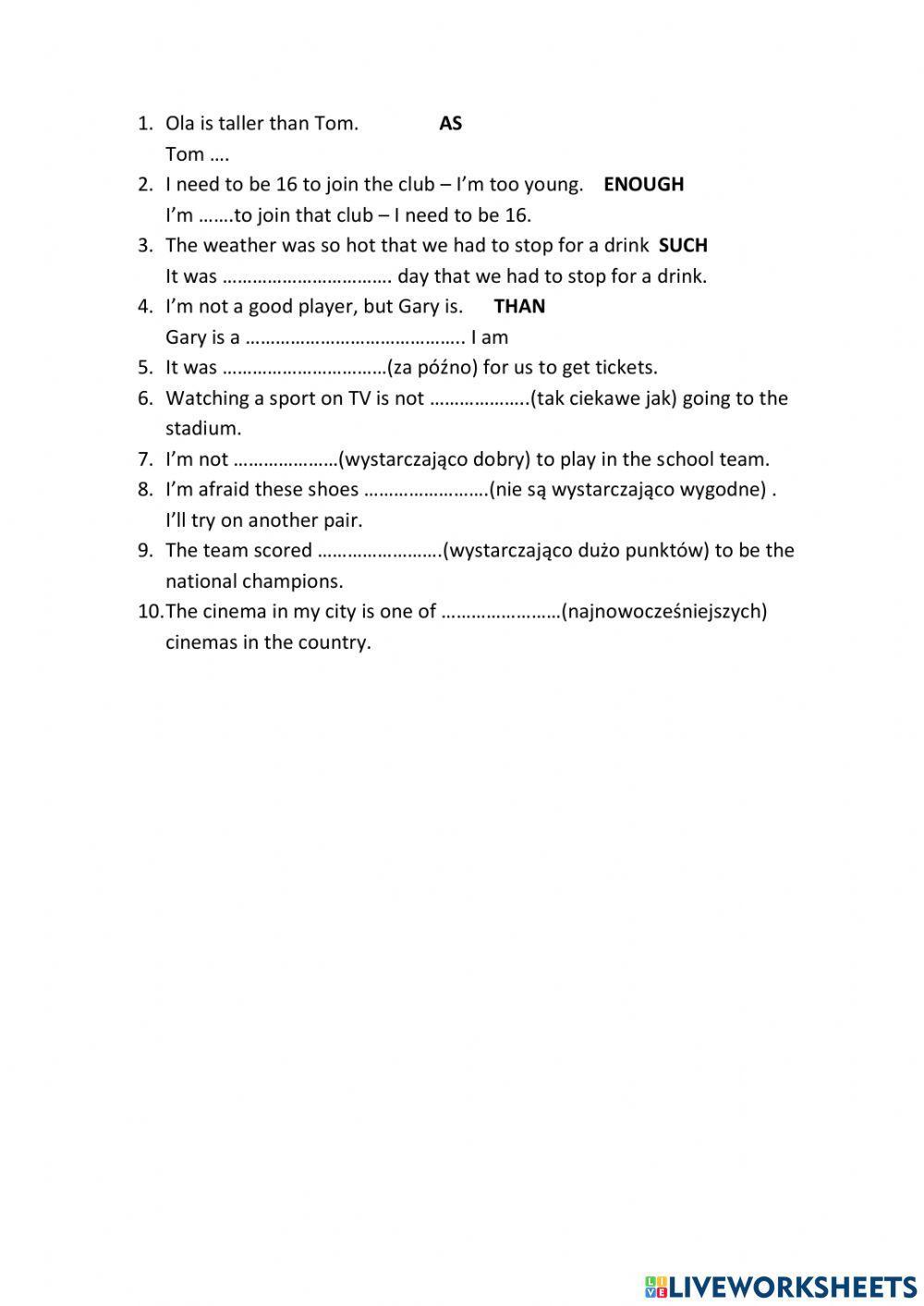 Comarison of the adjectives