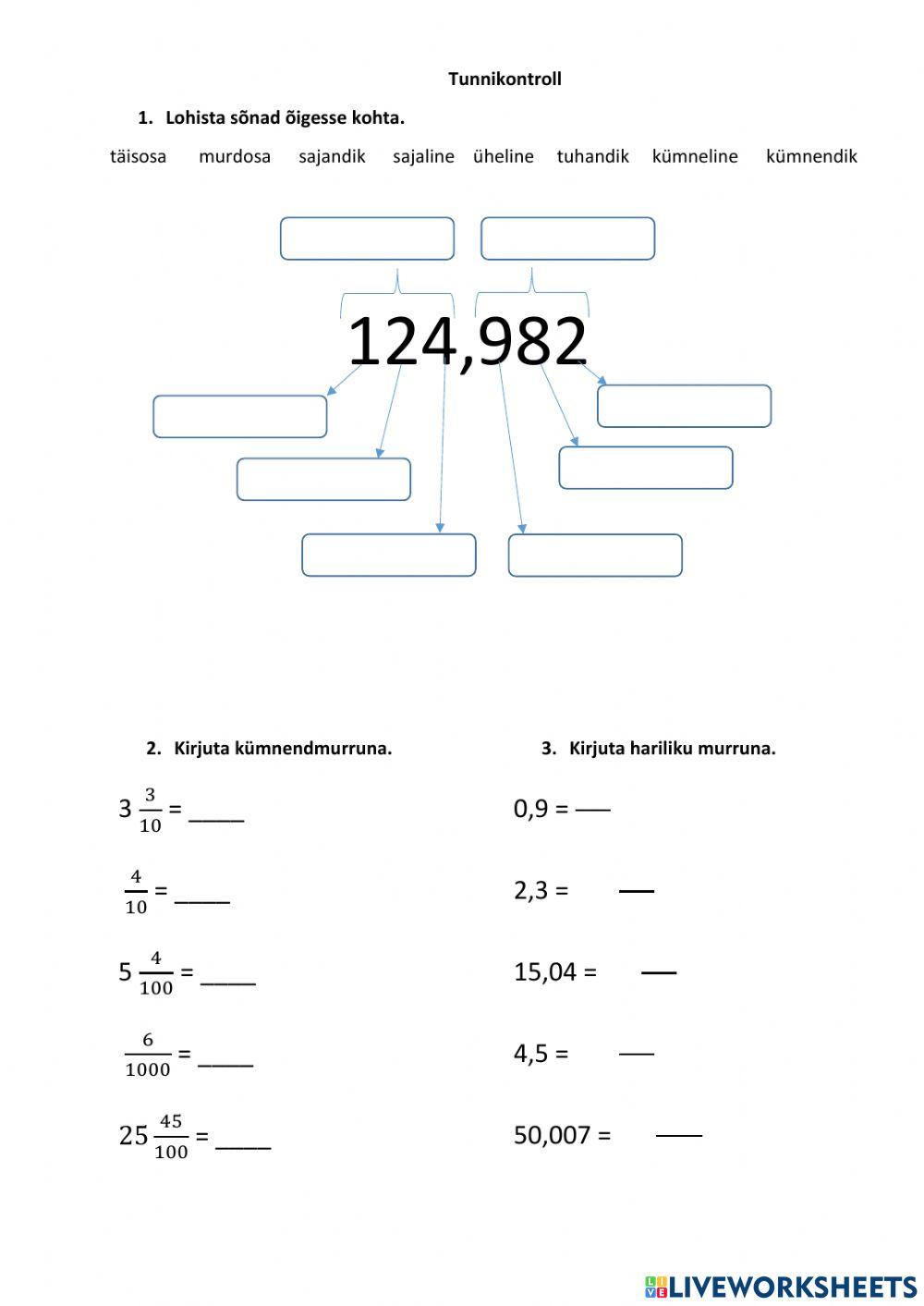 Tunnikontroll kümnendmurrud