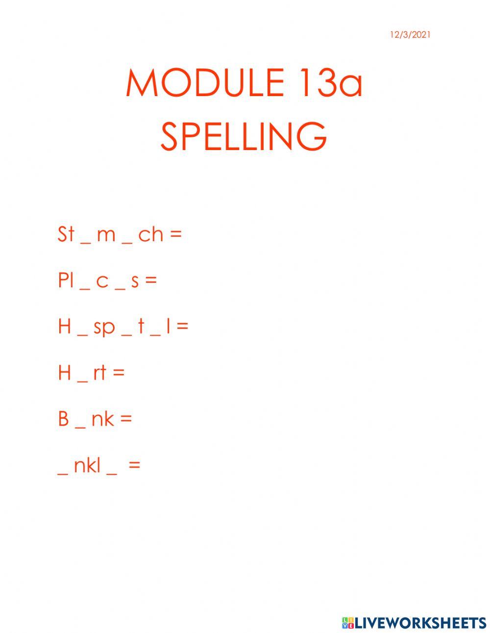Module 13a spelling