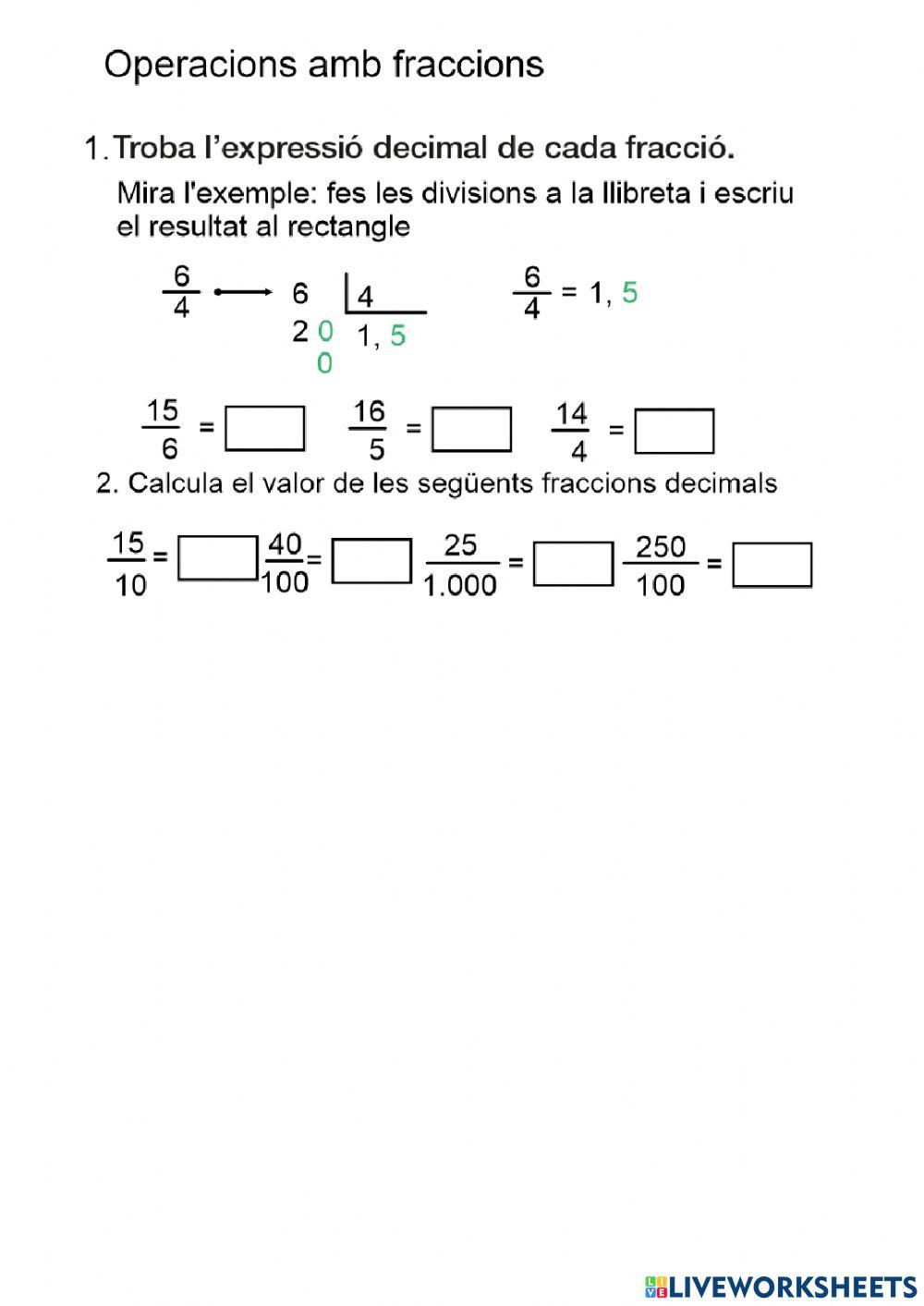 Operacions diverses amb fraccions