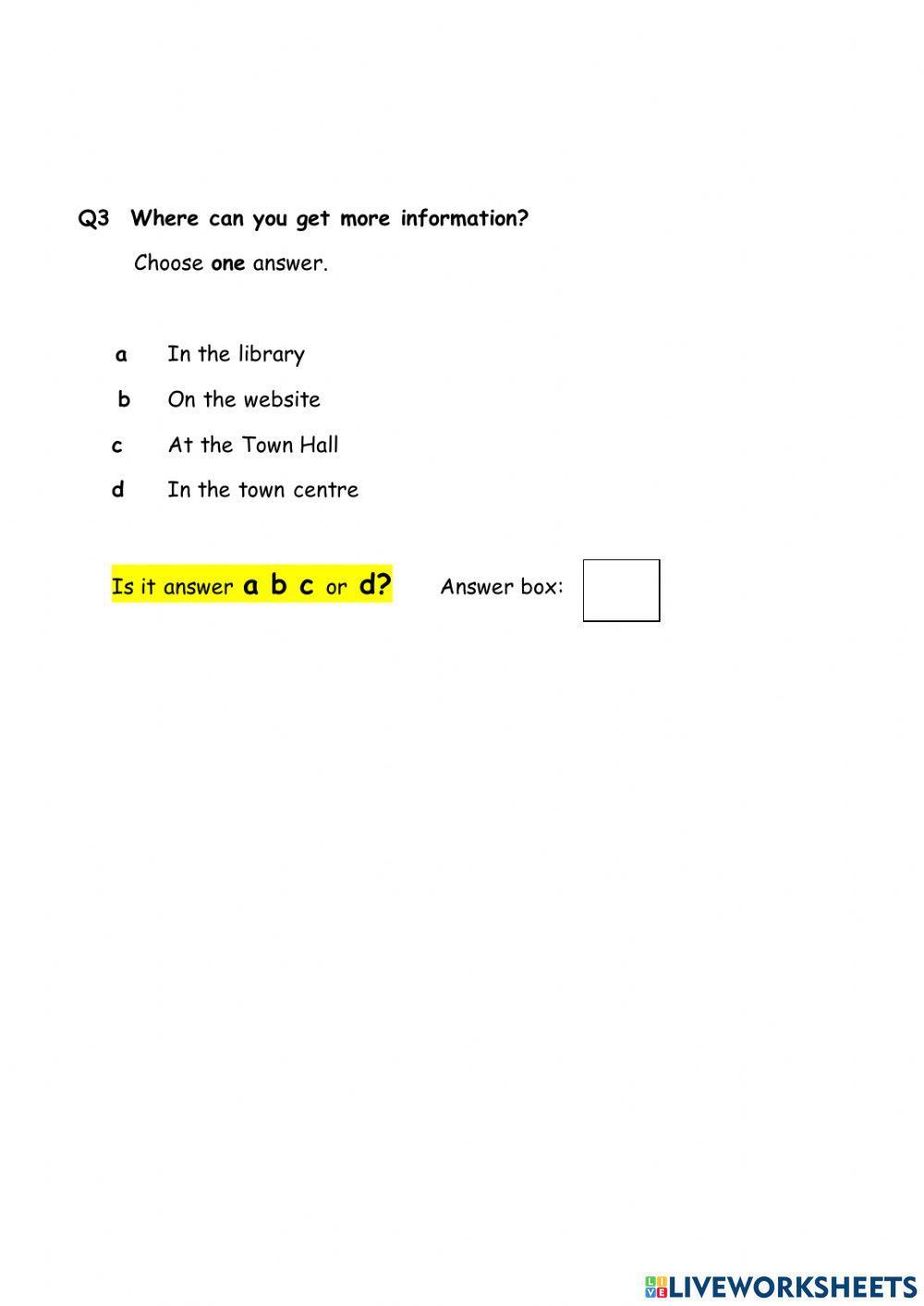 ESOL listening exam practise paper A part 1A