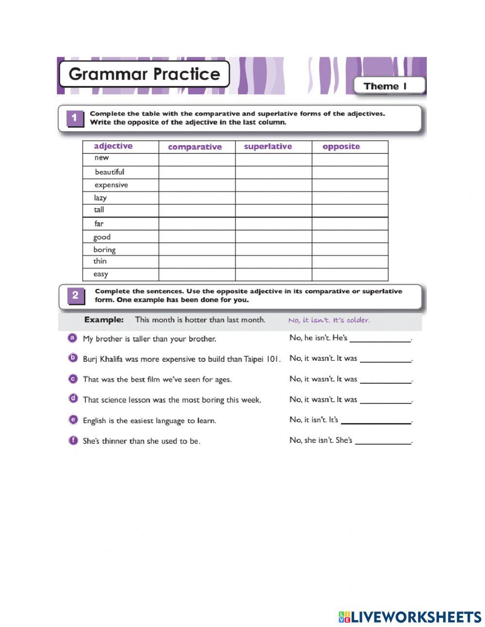 Comparatives and superlatives