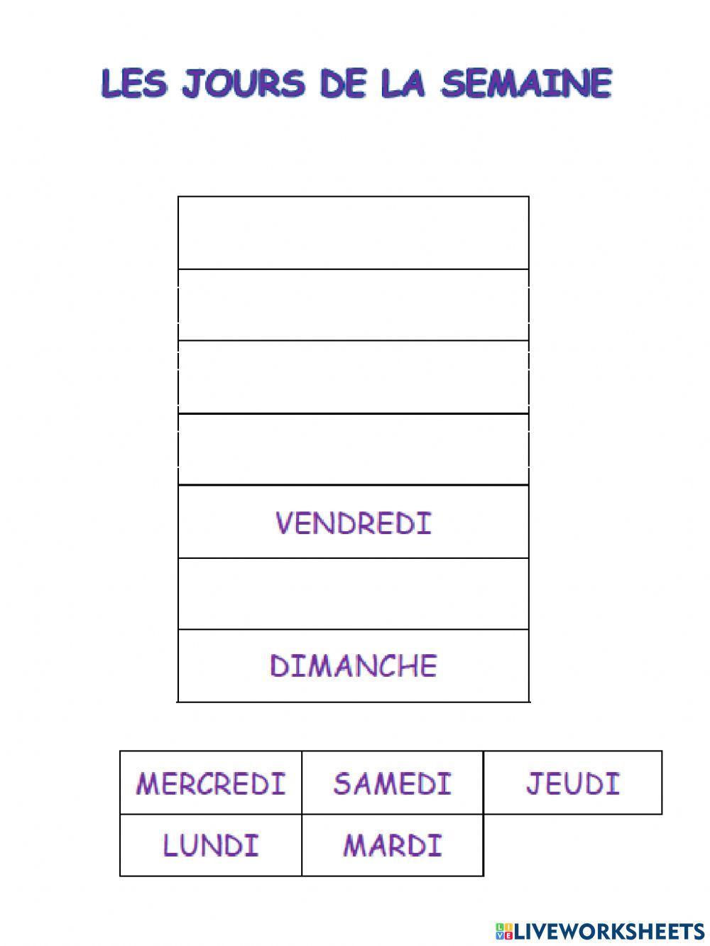 Les jour de la semaine