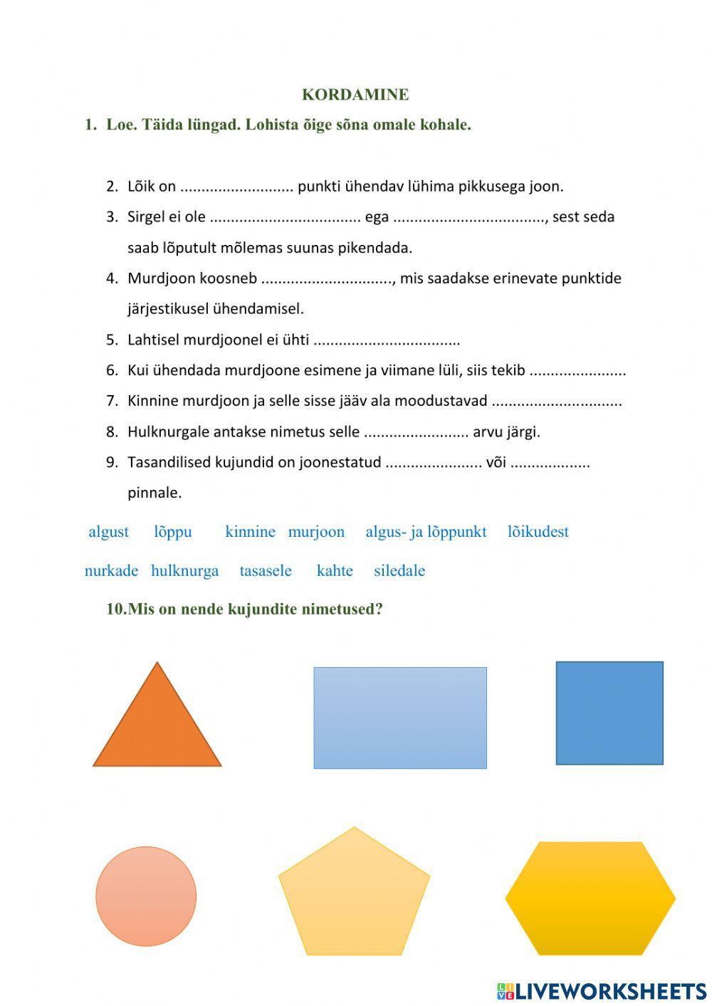 Kordamine. Geomeetria.