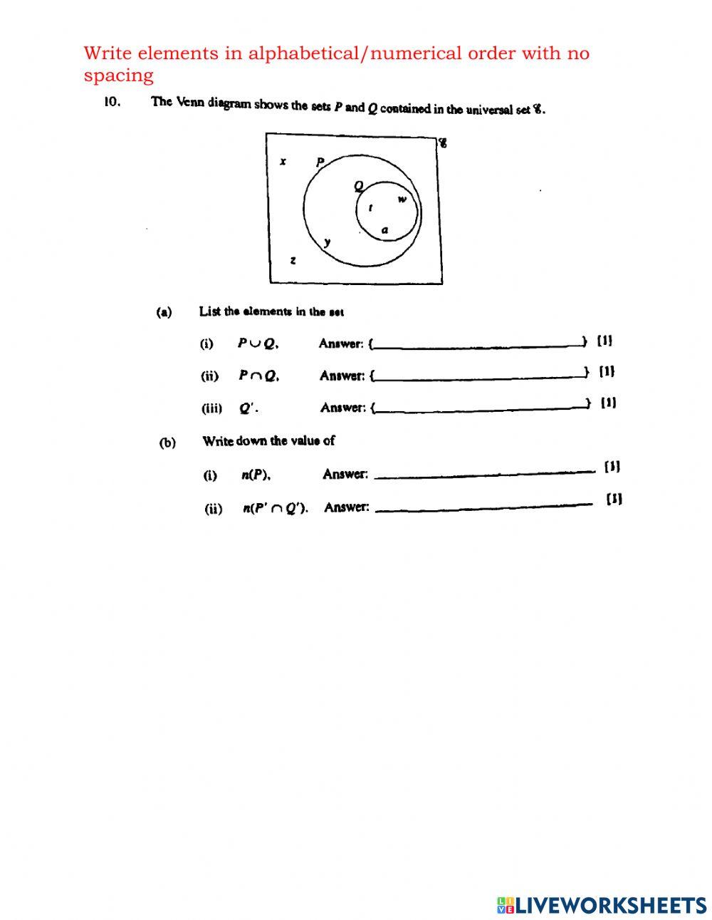 Venn Diagram Exam Questions