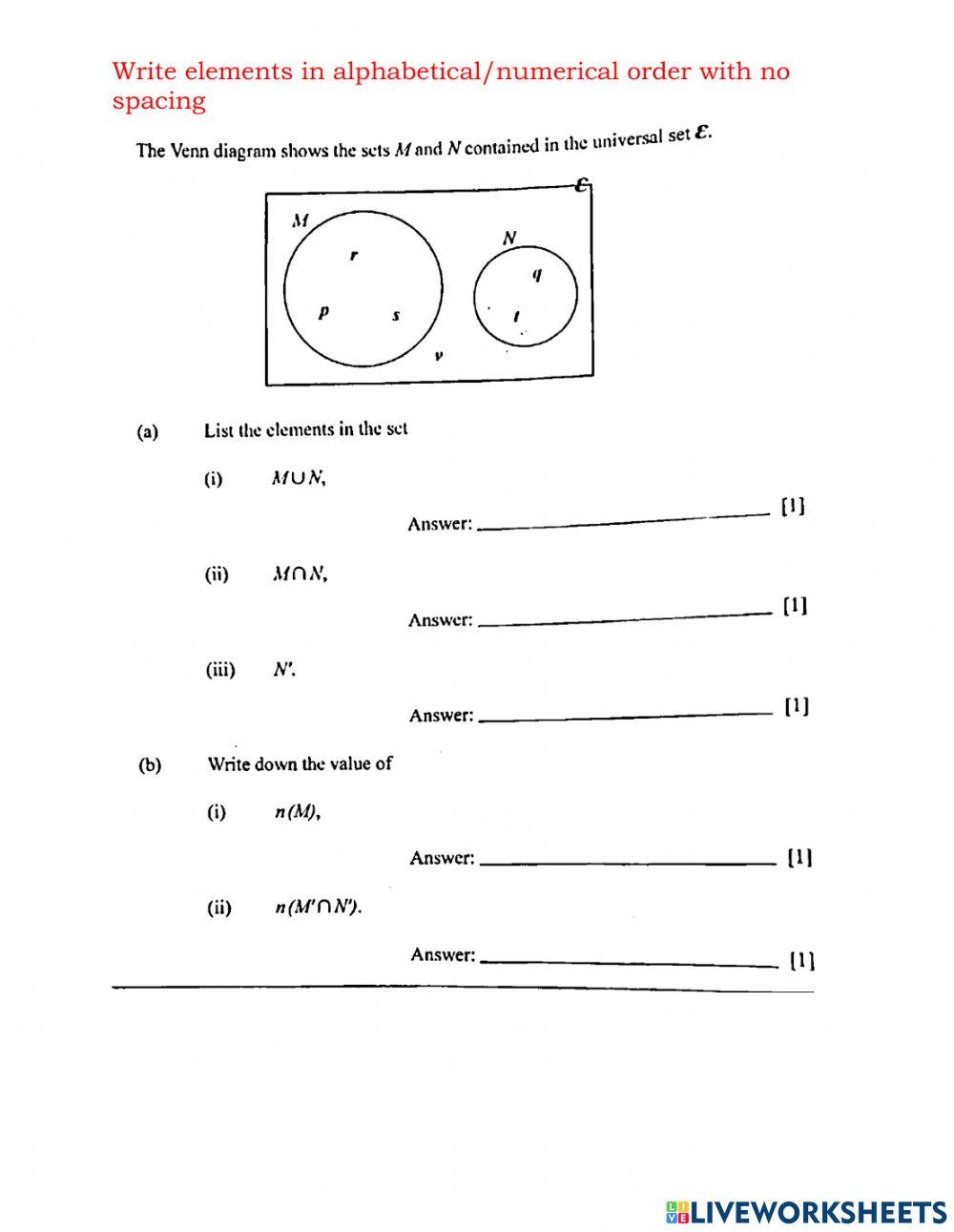 Venn Diagram Exam Questions