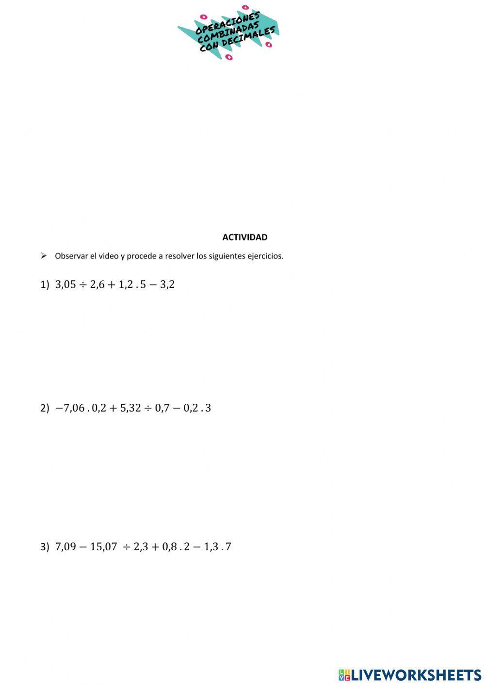 Operaciones con decimales