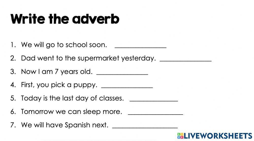 Adverbs that tell when