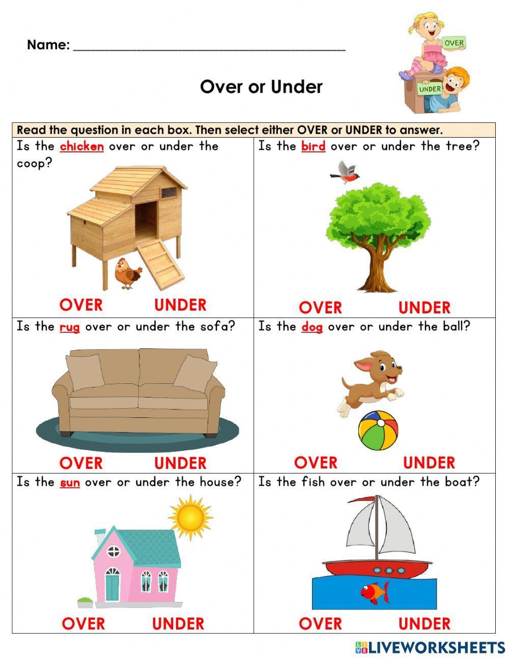 Maths Concepts: Over or Under LiveWorksheets 805740 Maths Concepts: Over or Under LiveWorksheets 805740