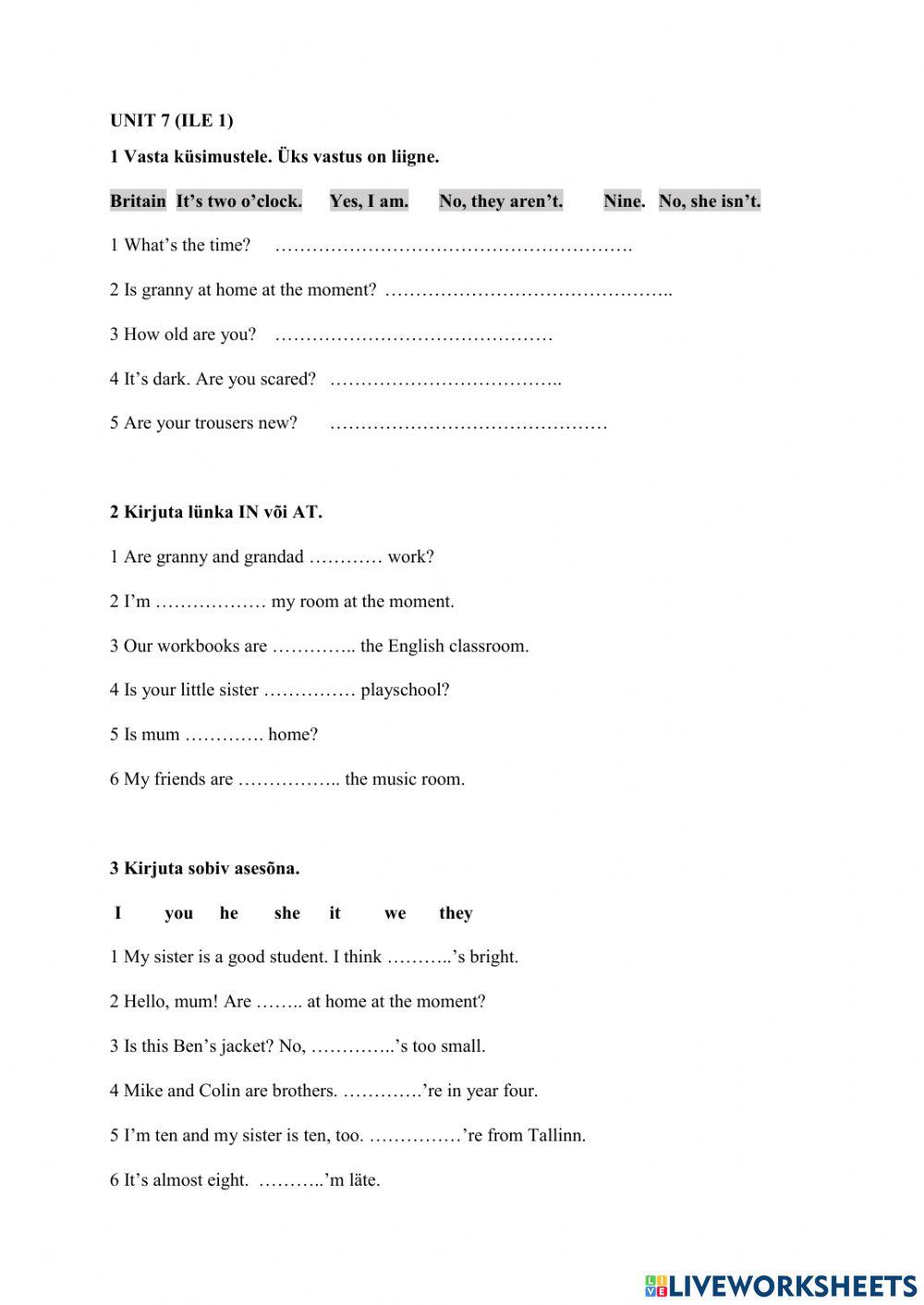 Worksheet 7