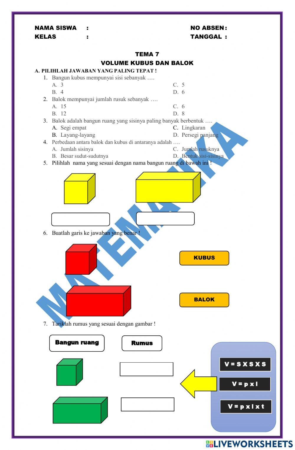 Volume kubus dan balok