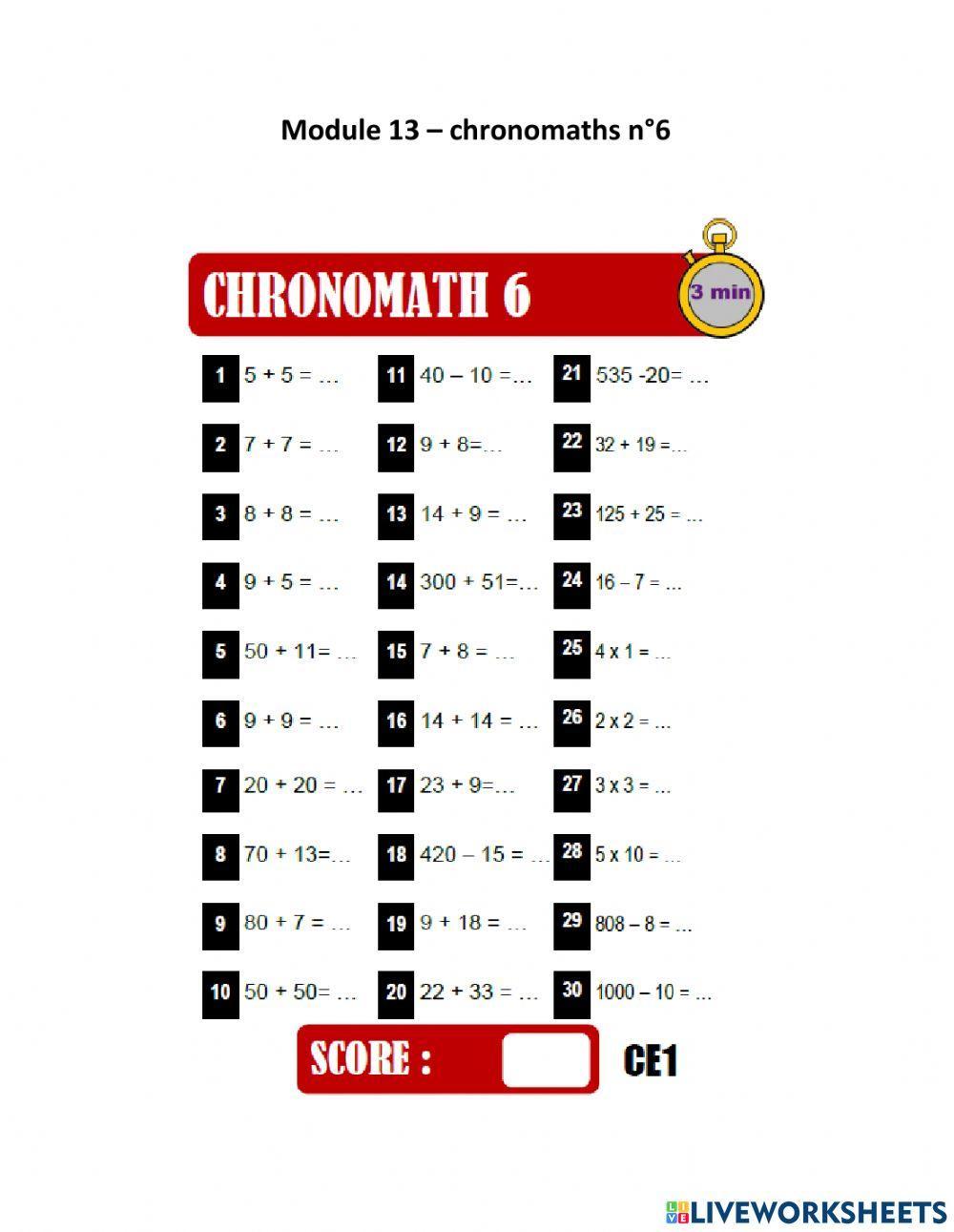 Chronomaths n°6 module 13