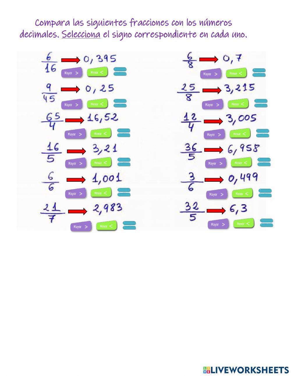 Fracciones a número decimal