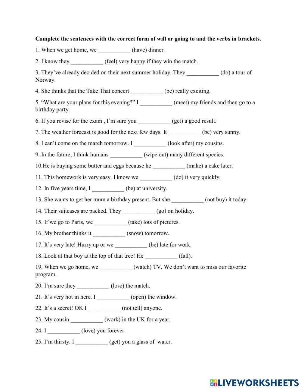 Future with will and be going to