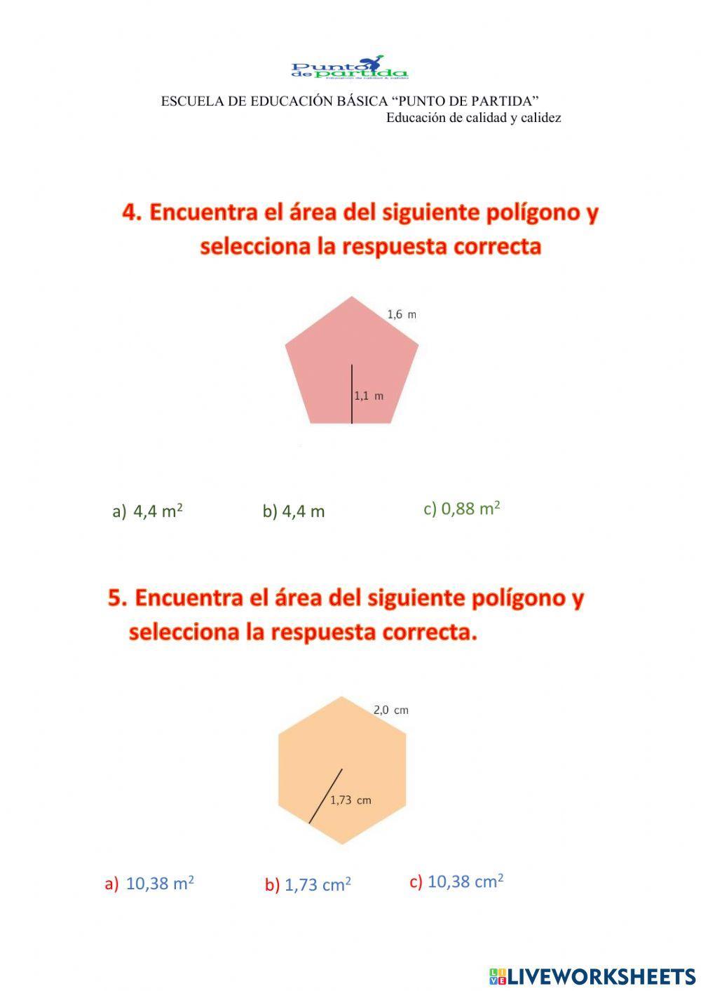 Área de polígonos regulares