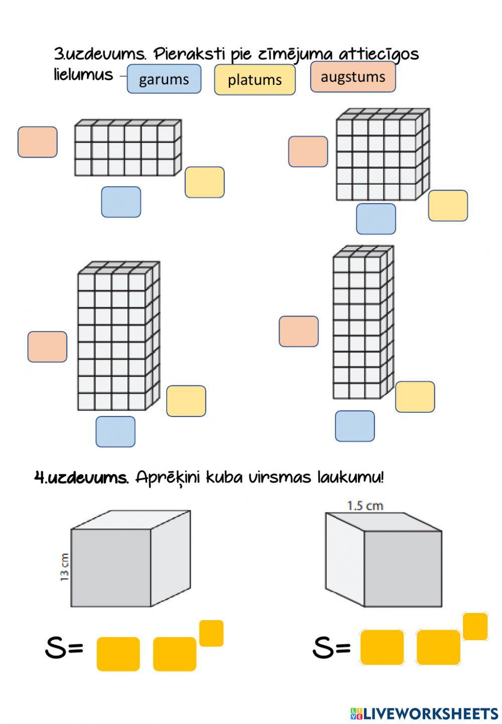 Ģeometriski ķermeņi, Virsmas laukums