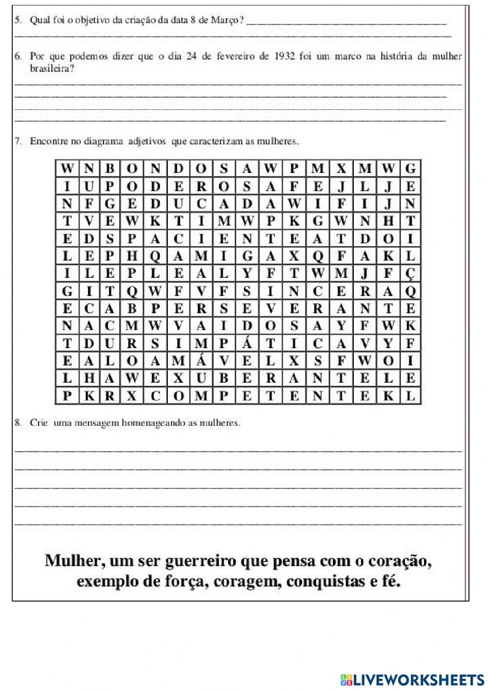 Texto Informativo- Dia da mulher