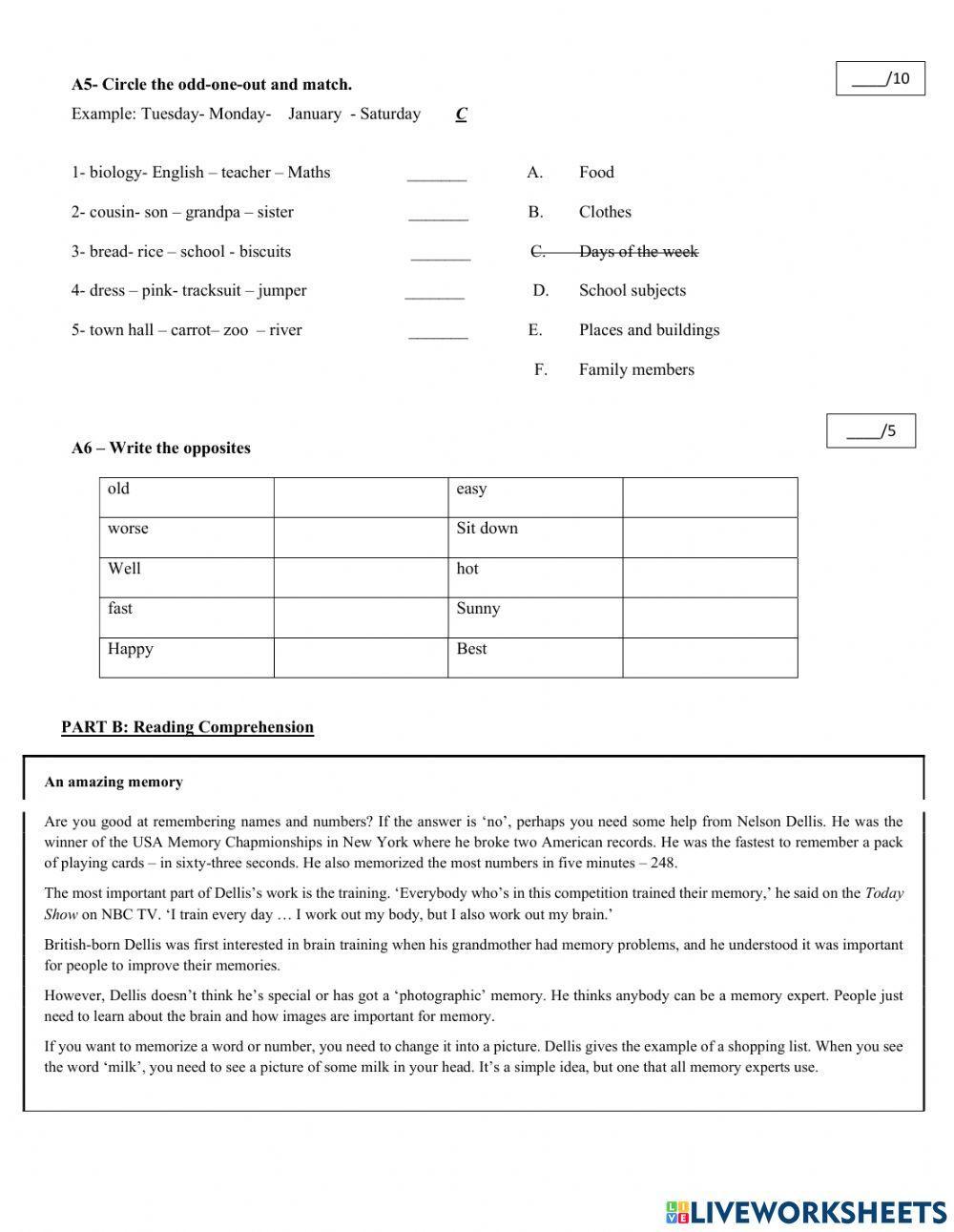 2° Year - Placement Test 2021 - 2nd Call