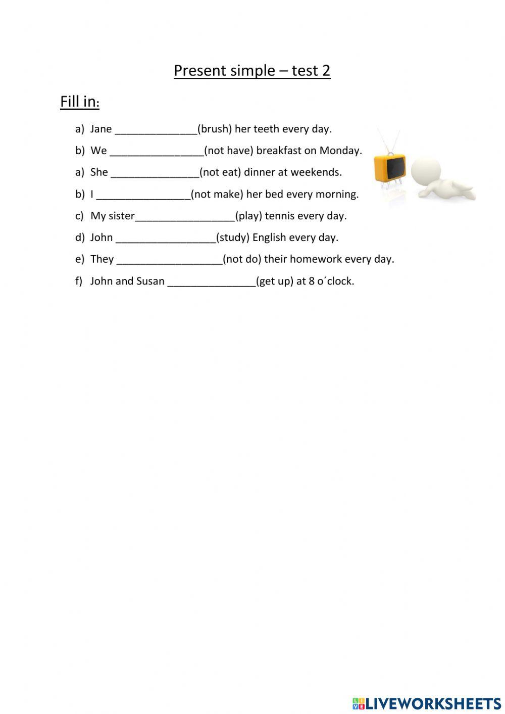 Present simple - test