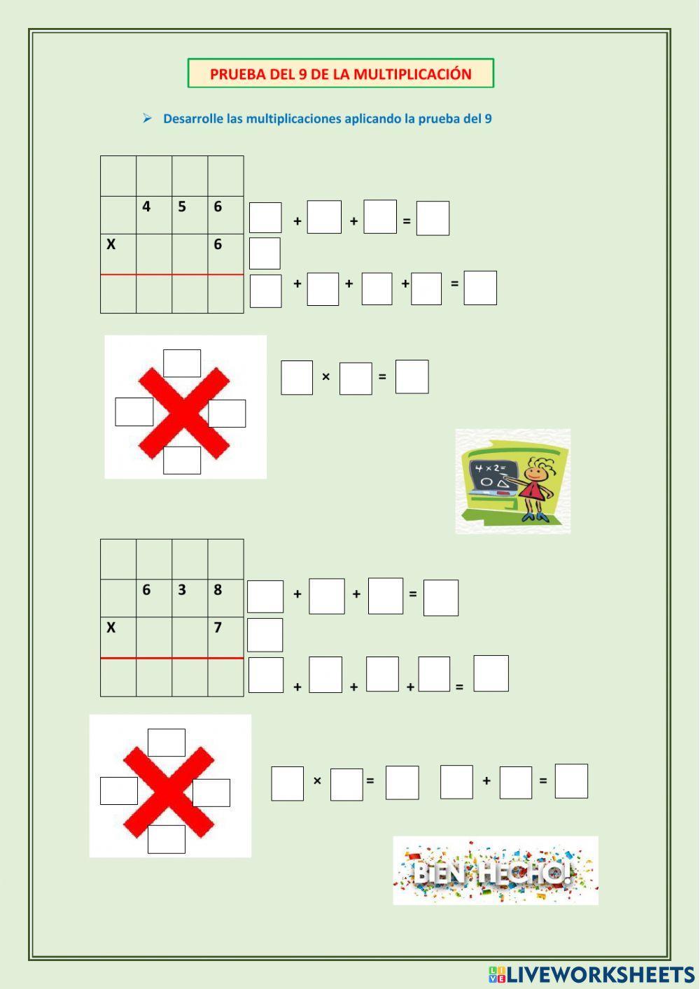 Prueba del 9 de la multiplicación