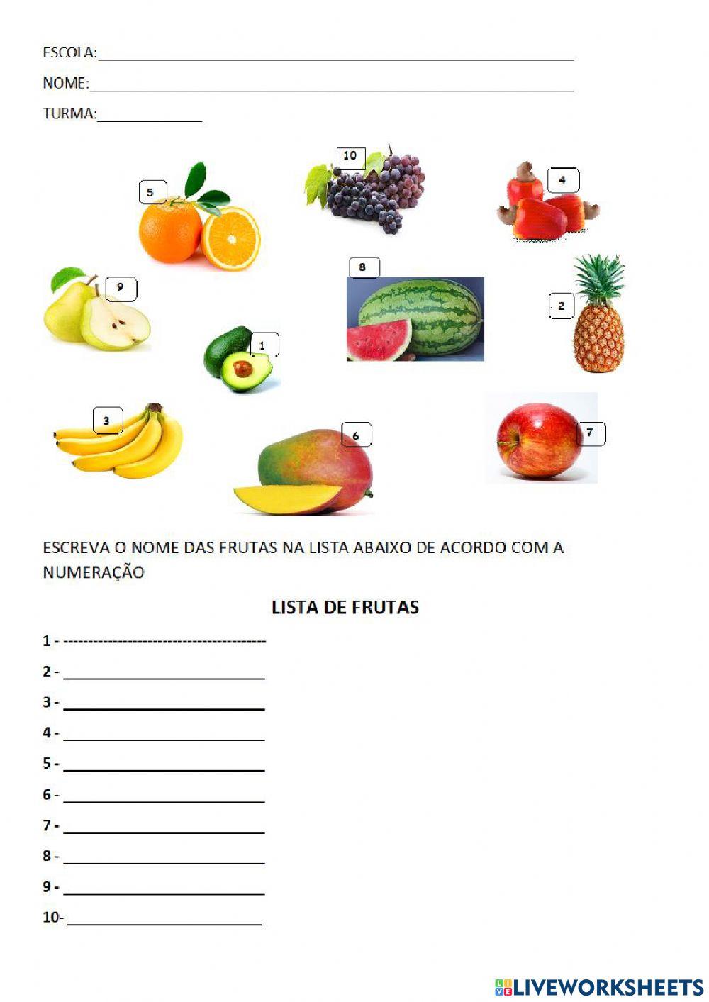 Lista de frutas
