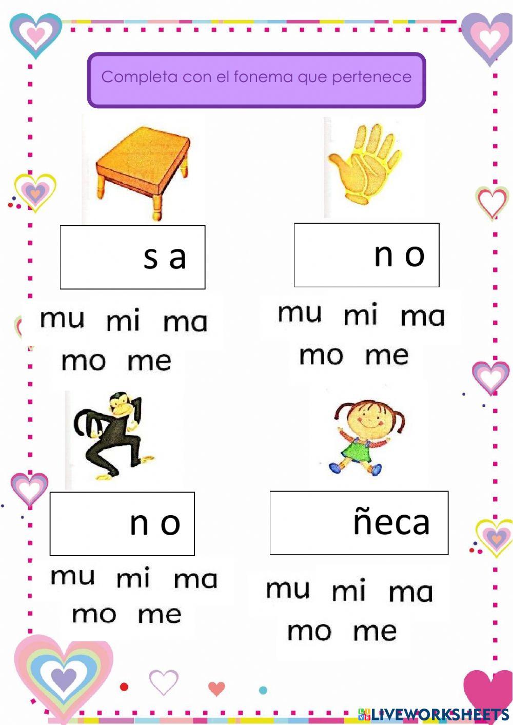 Completa los fonemas